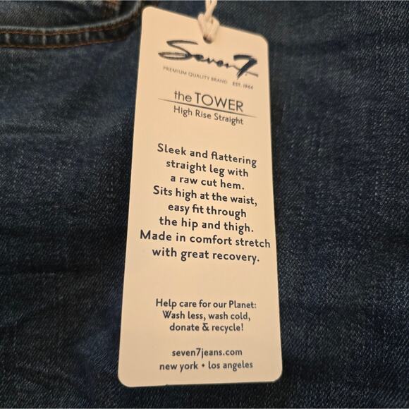 Seven7 The Tower High Rise Medium Wash Ripped Knee Cropped Jeans Plus Size 20 - Picture 9 of 11